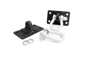 Jeep Wrangler Unlimited D Ring Shackles and Mounts - Front - Rough Country - Stubby Winch - Black - '07-'18